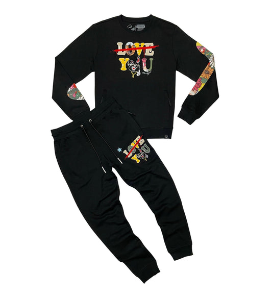 LOVE YOU CREW NECK + JOGGER SET Blk