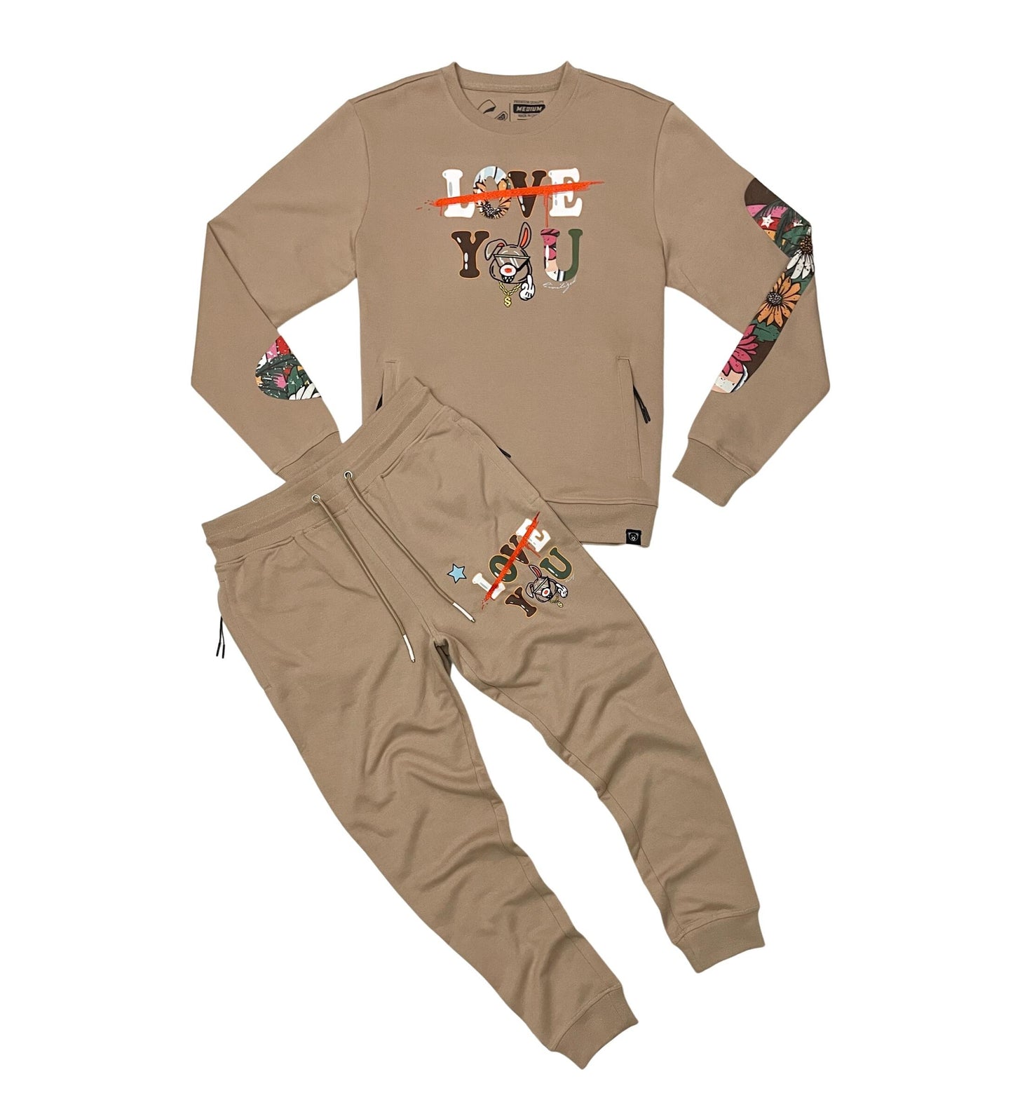 LOVE YOU CREW NECK + JOGGER SET Khaki